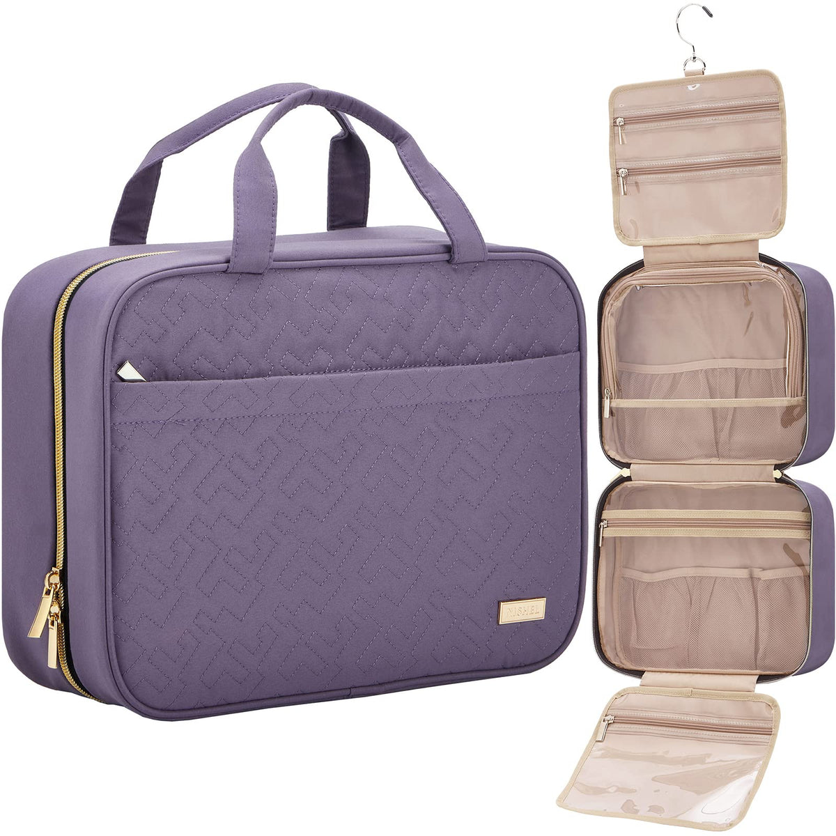 NISHEL Travel Toiletry Bag for women, Portable Hanging makeup Organizer