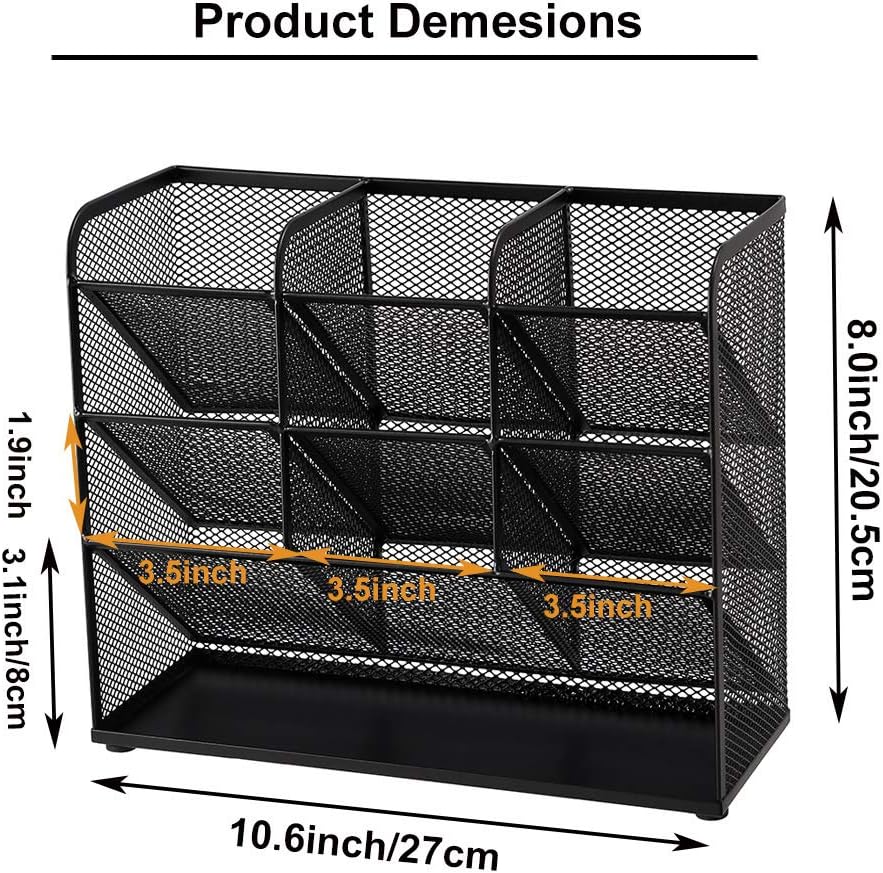 Marbrasse Mesh Desk Organizer, Multi-Functional Pen Holder, Desktop Stationary Organizer, Storage Rack for School Home Office Art Supplies (Mesh Pen Holder)