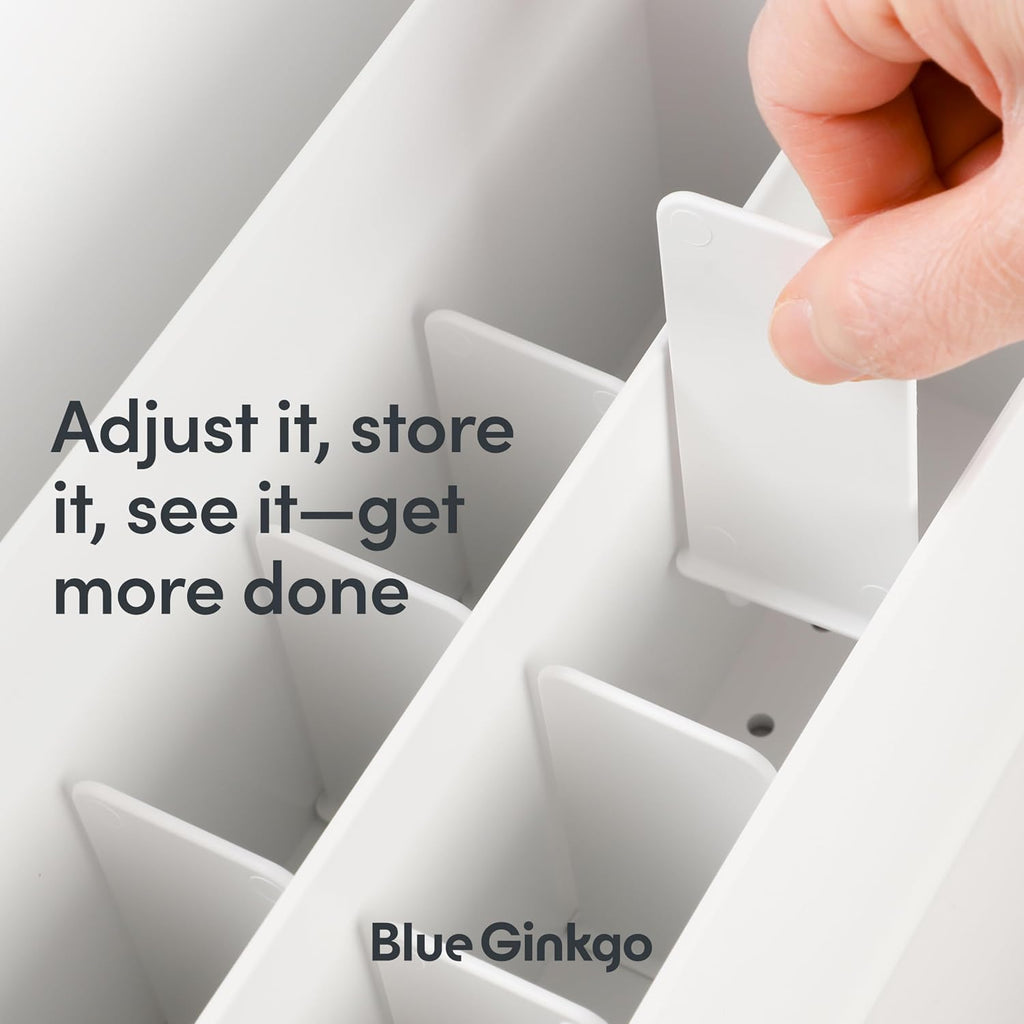 BLUE GINKGO Desk Organizer, Office Supplies, White, Made in Korea