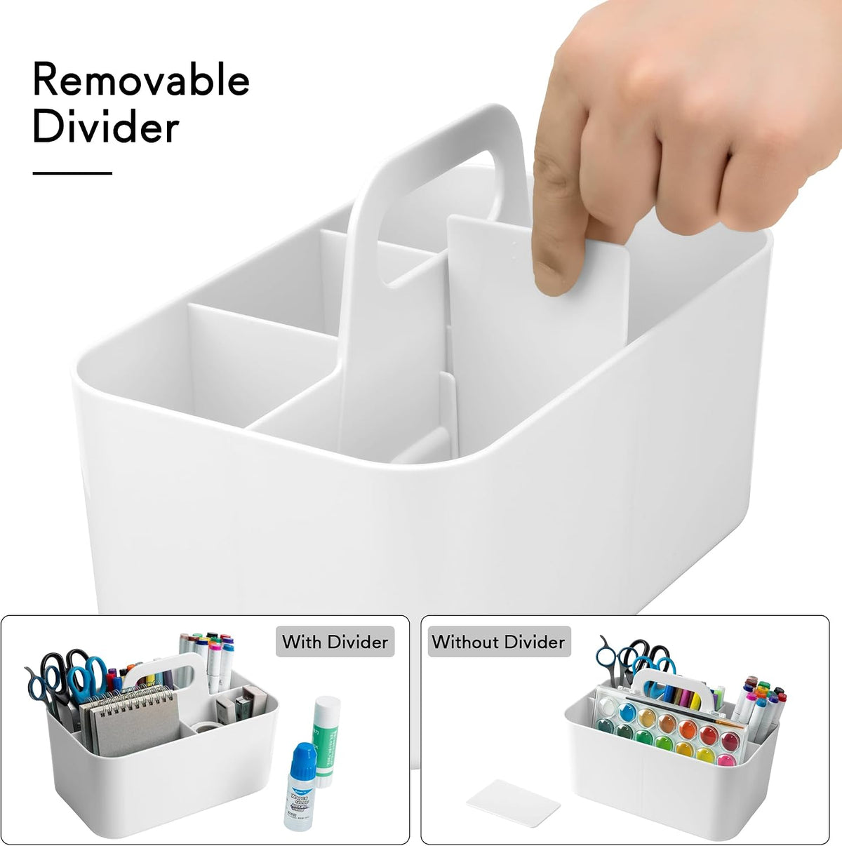 Tiawudi Multipurpose Caddy Organizer, Plastic Caddy with Handle, Stackable Desk Organizer for Stationery, Marker and Pencil, Office Supplies Organizer, Dorm Caddy