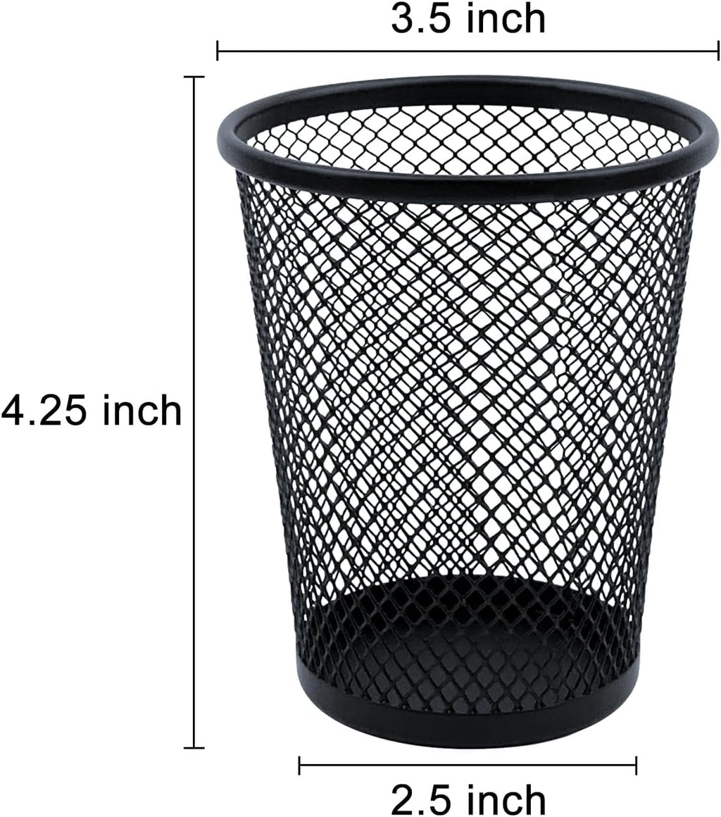 HSYMQ Desk Pencil Pen Holder, Wire Mesh Pen Cup Holder for Desk Organizer and Office Desk Accessories (3 Pack)
