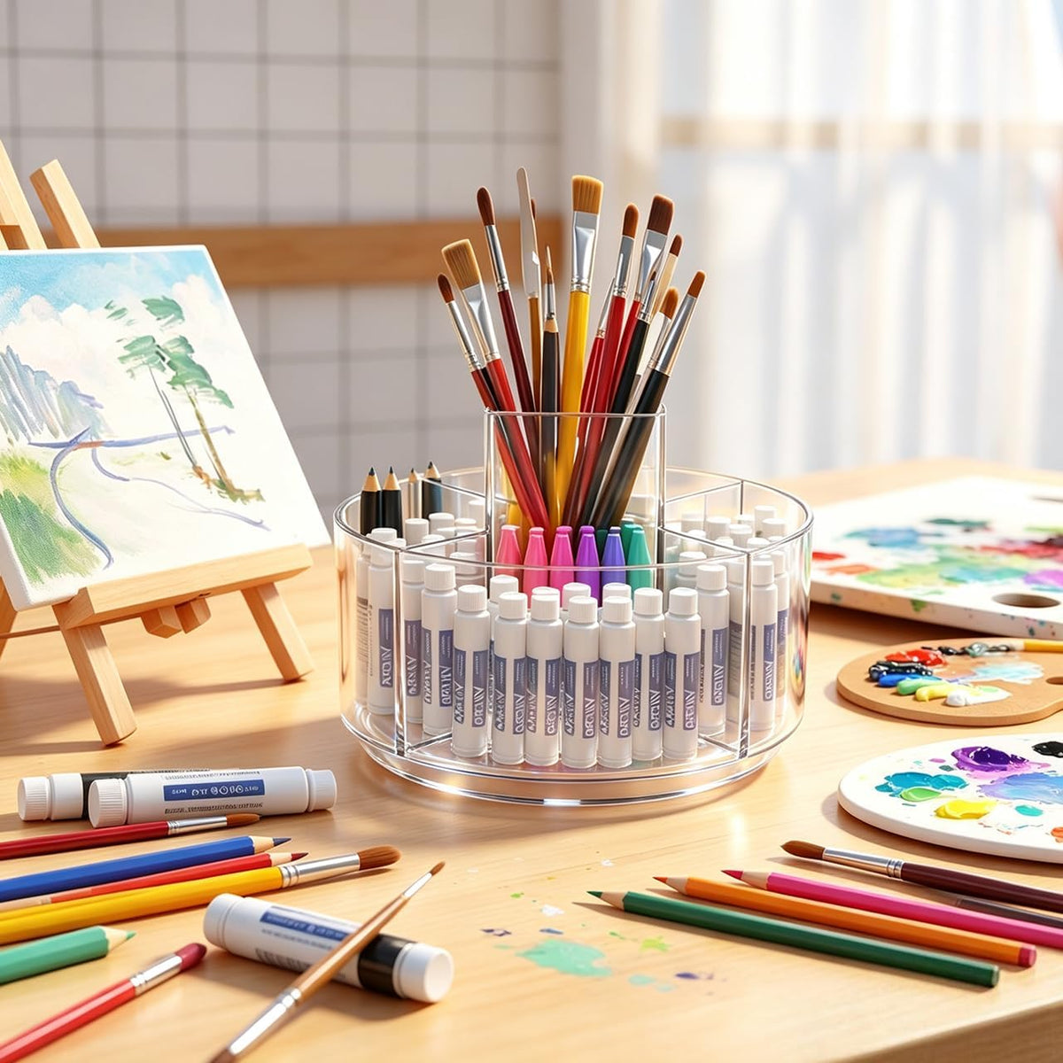 JIKIOU 430pcs Acrylic Pencil Holder Marker Organizer 360-Degree Rotating