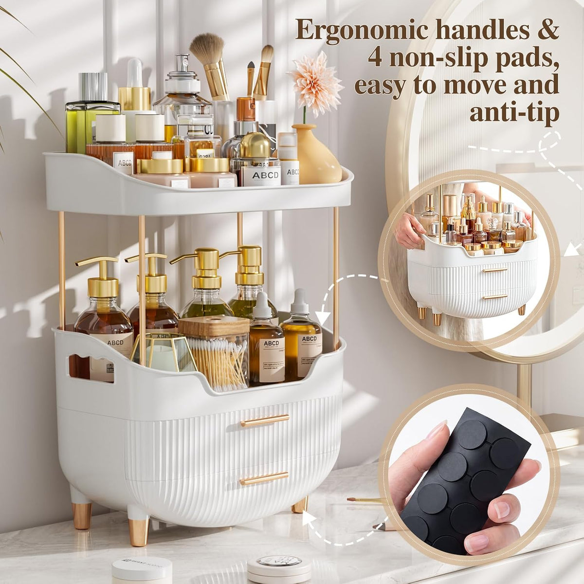 caktraie 4-Tier Makeup Organizer Bathroom Countertop Storage White