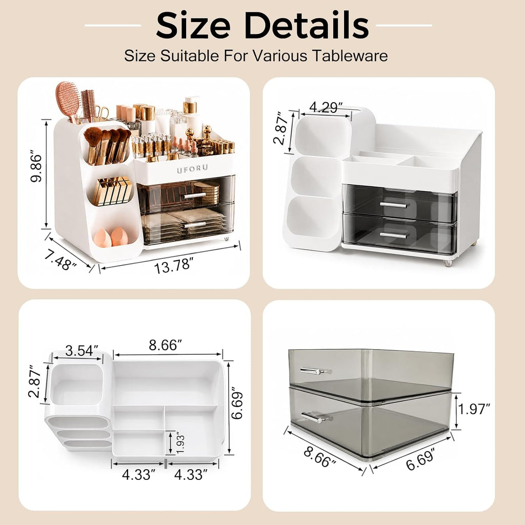 UFORU Makeup Organizer Countertop with Brush Holder for Vanity Bathroom