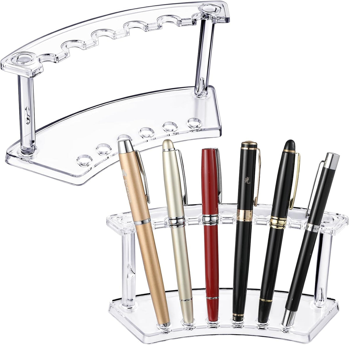 Tinlade 2 Pieces Plastic Pen Holder Stand Pen Display Stand, Clear