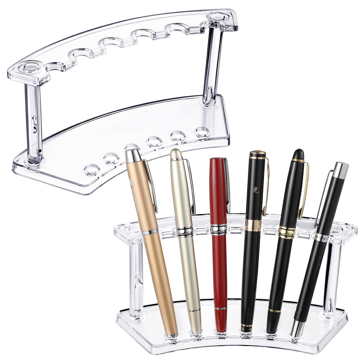 Tinlade 2 Pieces Plastic Pen Holder Stand Pen Display Stand, Clear