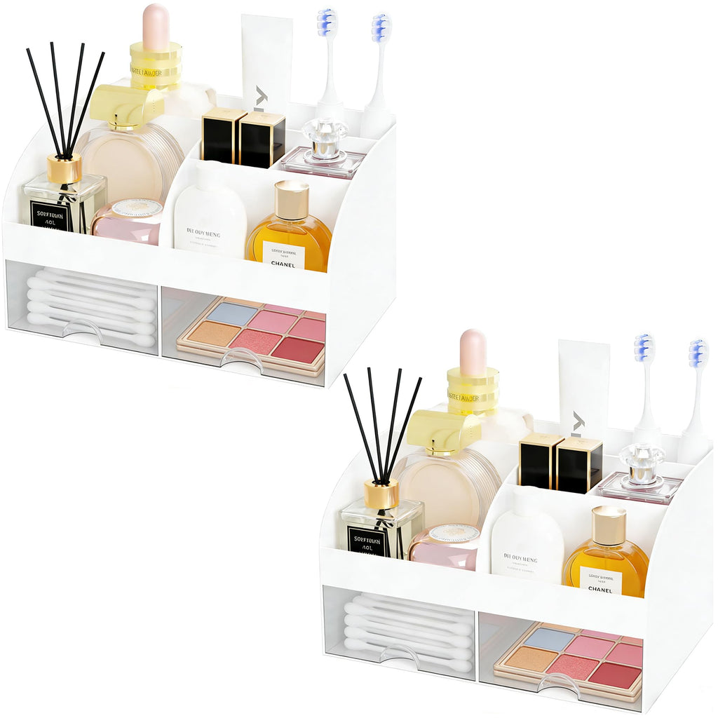Makeup Organizer with 2 Drawers, Countertop Cosmetic Storage for Vanity