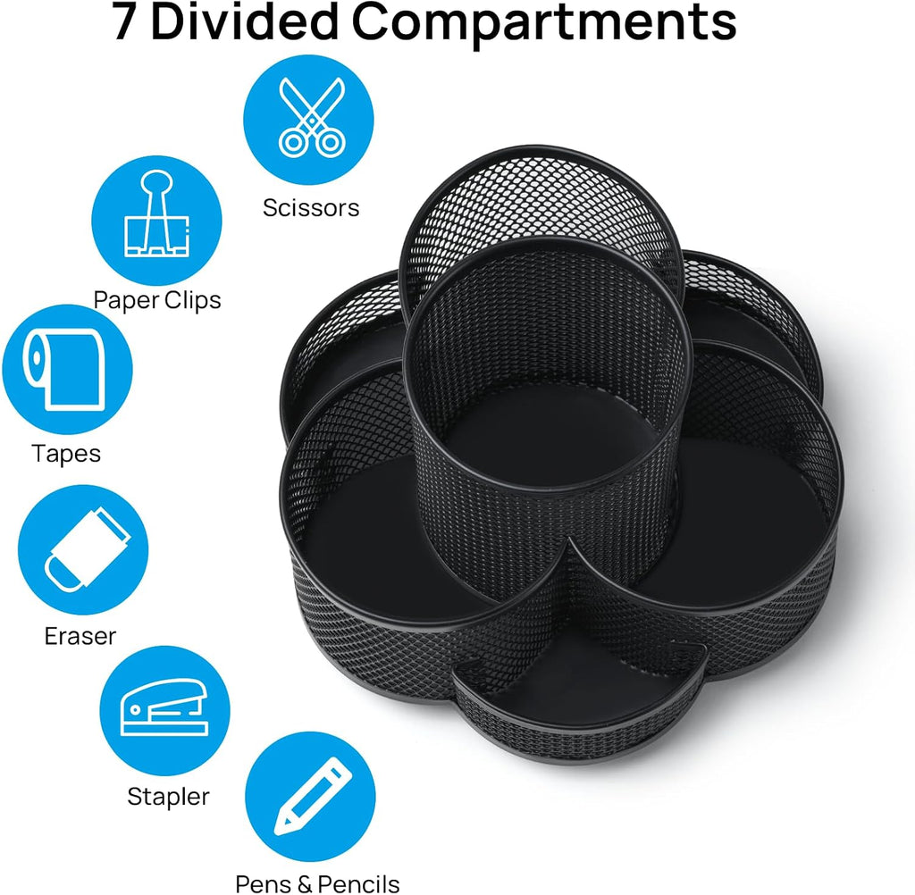 Topwey 360 Rotating Pencil/Pen Holder for Desk in Black