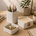 Aesthetic Desk Organizer Set of 3 - Sturdy Concrete Office Accessories