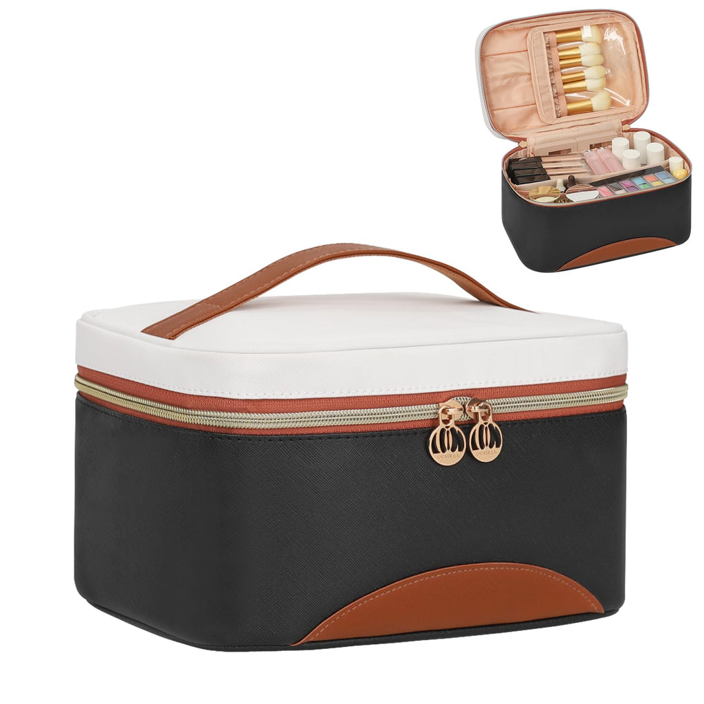 OCHEAL Makeup Bag, Portable Cosmetic Bag Black Make up Case Toiletry Bag