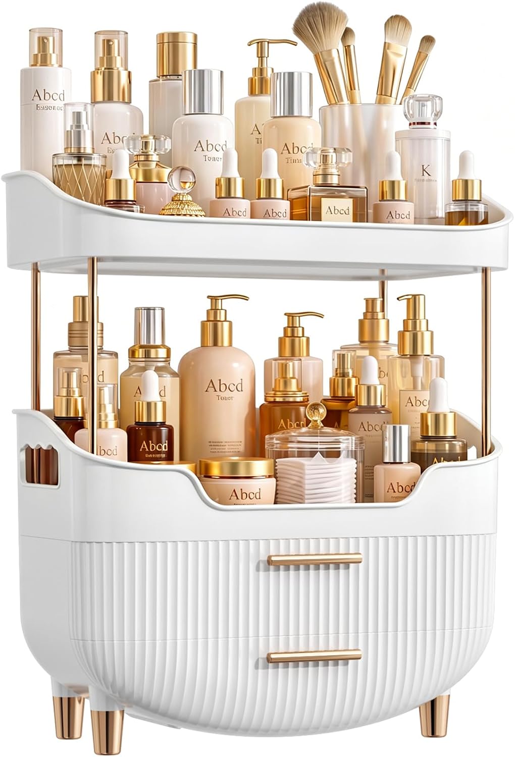 caktraie 4-Tier Makeup Organizer Bathroom Countertop Storage White