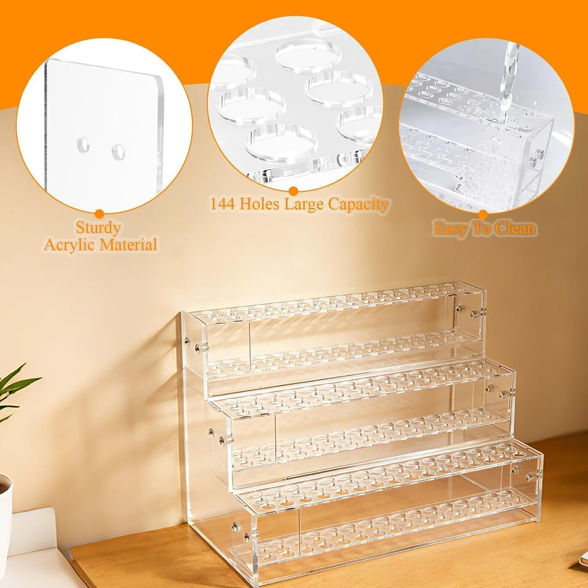144-Slots Pen Holder for Craft Shows,Acrylic Pen Display Stand Holders