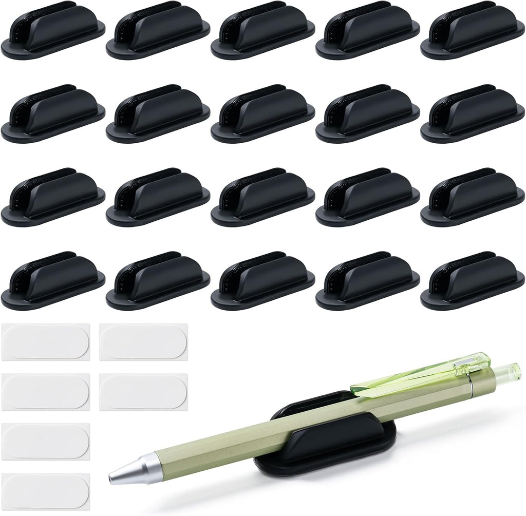 20 Pack Adhesive Pencil Holders for Desk,Silicone Flexible Pen Holder for Wall, Office, School,Home,Classroom Must Haves,Teacher Supplies Accessories,Desk Organizer,Art Supply,Small Gift ﻿