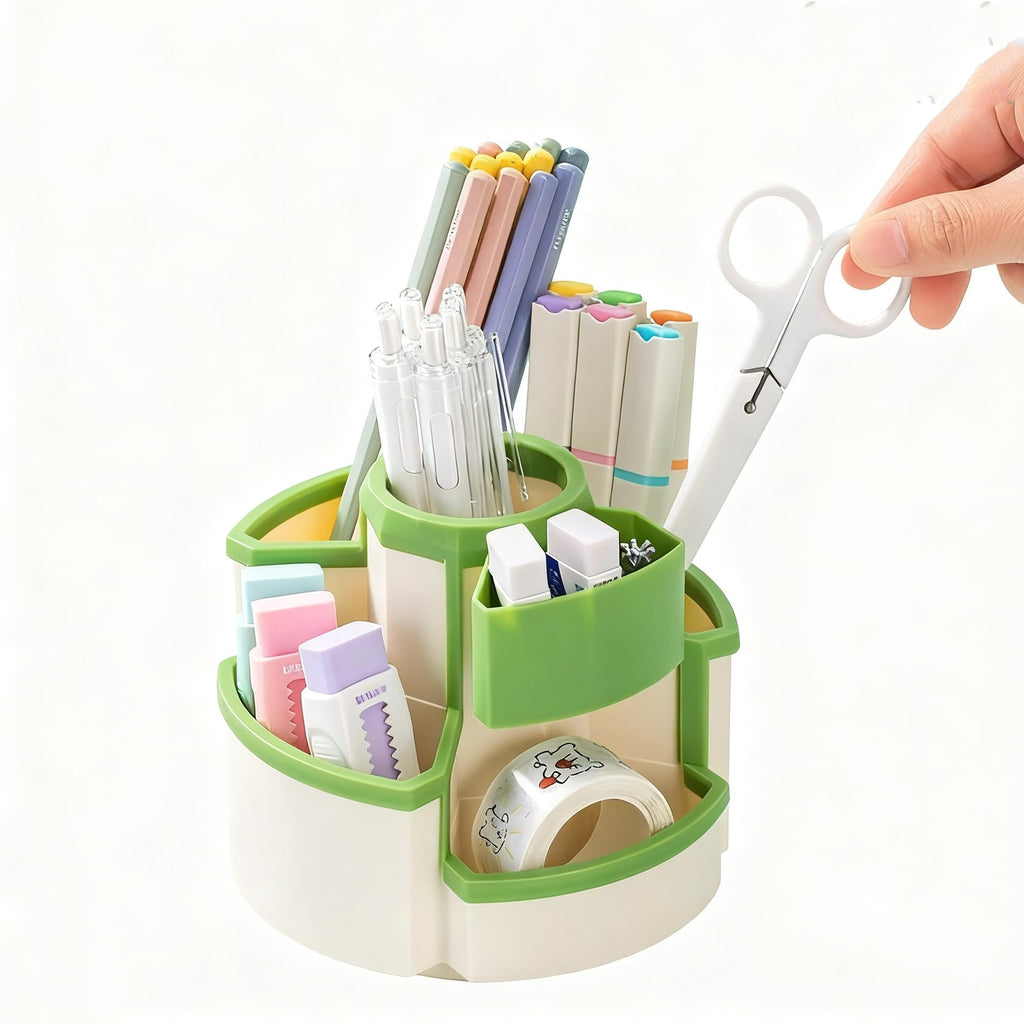 Pencil Pen Holder Desk Organizers Green Desktop Storage Stationery Supplies, Cute Cup Pot for Office, School, Art Supply