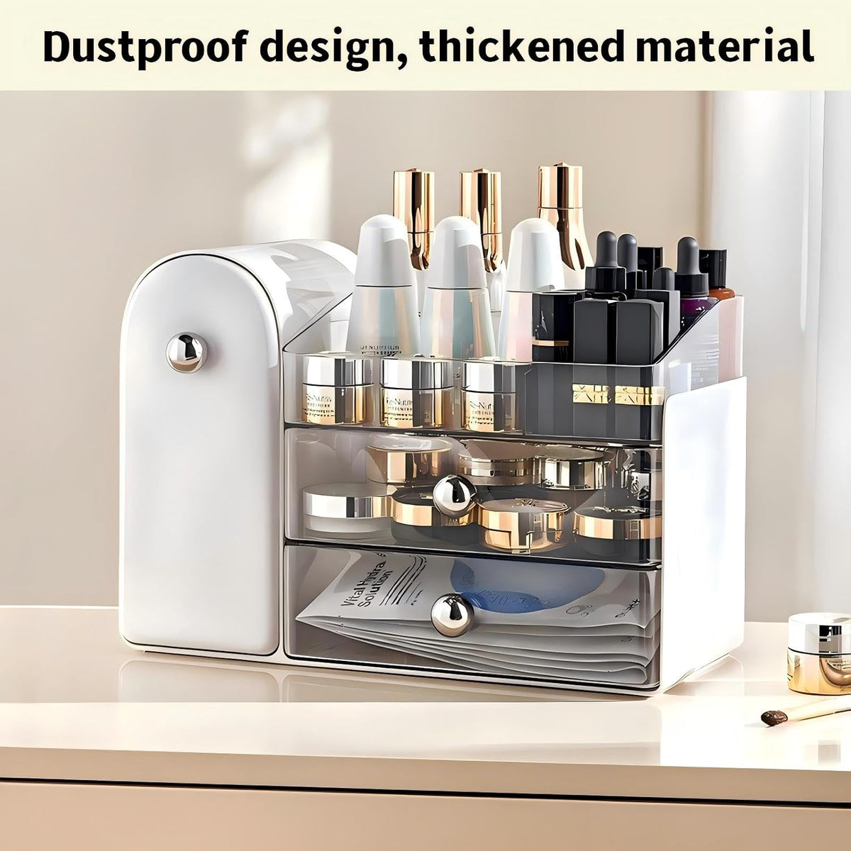 Makeup Organizer for Vanity with Brush Holder,Skincare Organizer
