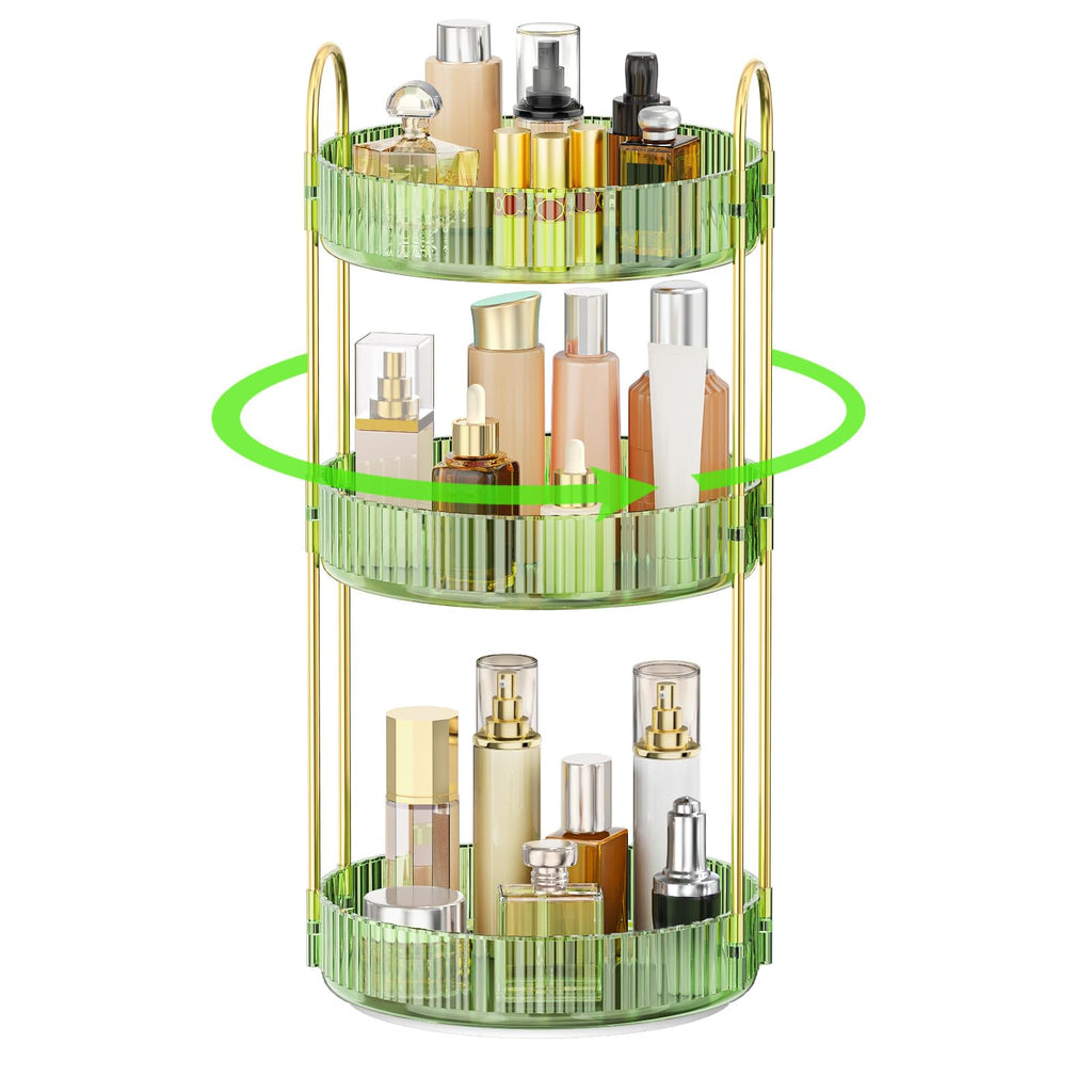 MOKANI 360 Rotating Makeup Organizer for Vanity, 3 Tier Perfume Organizer