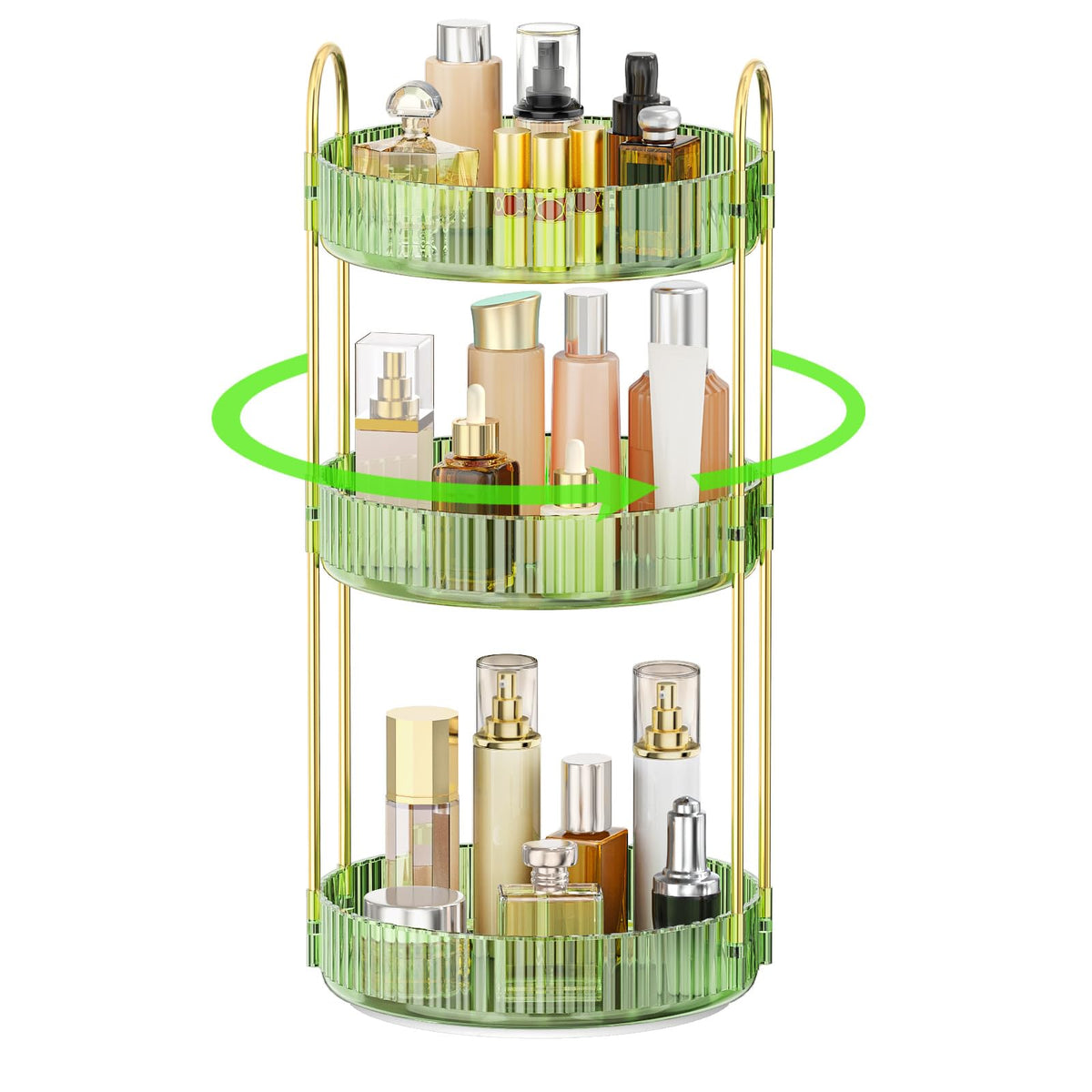 MOKANI 360 Rotating Makeup Organizer for Vanity, 3 Tier Perfume Organizer