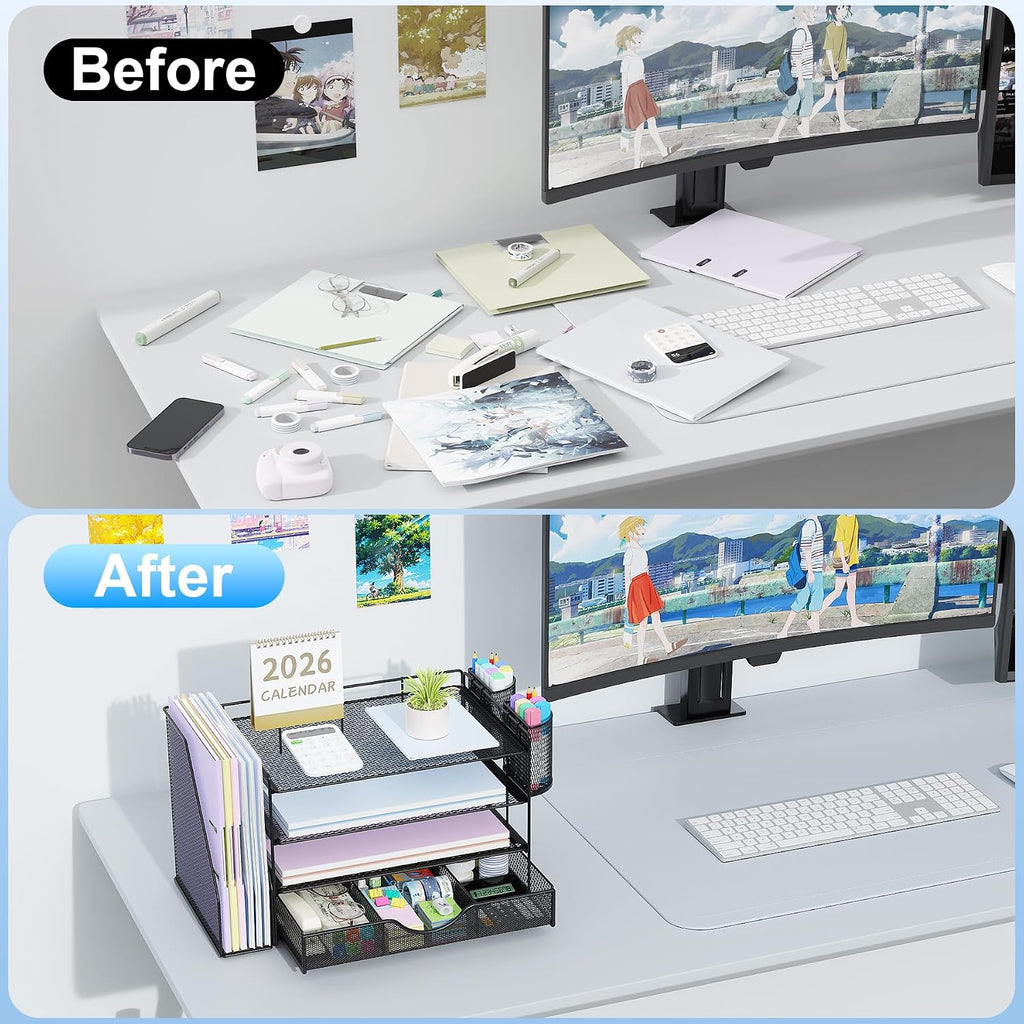 gianotter Metal Mesh Desk Organizers and Accessories with File Holder