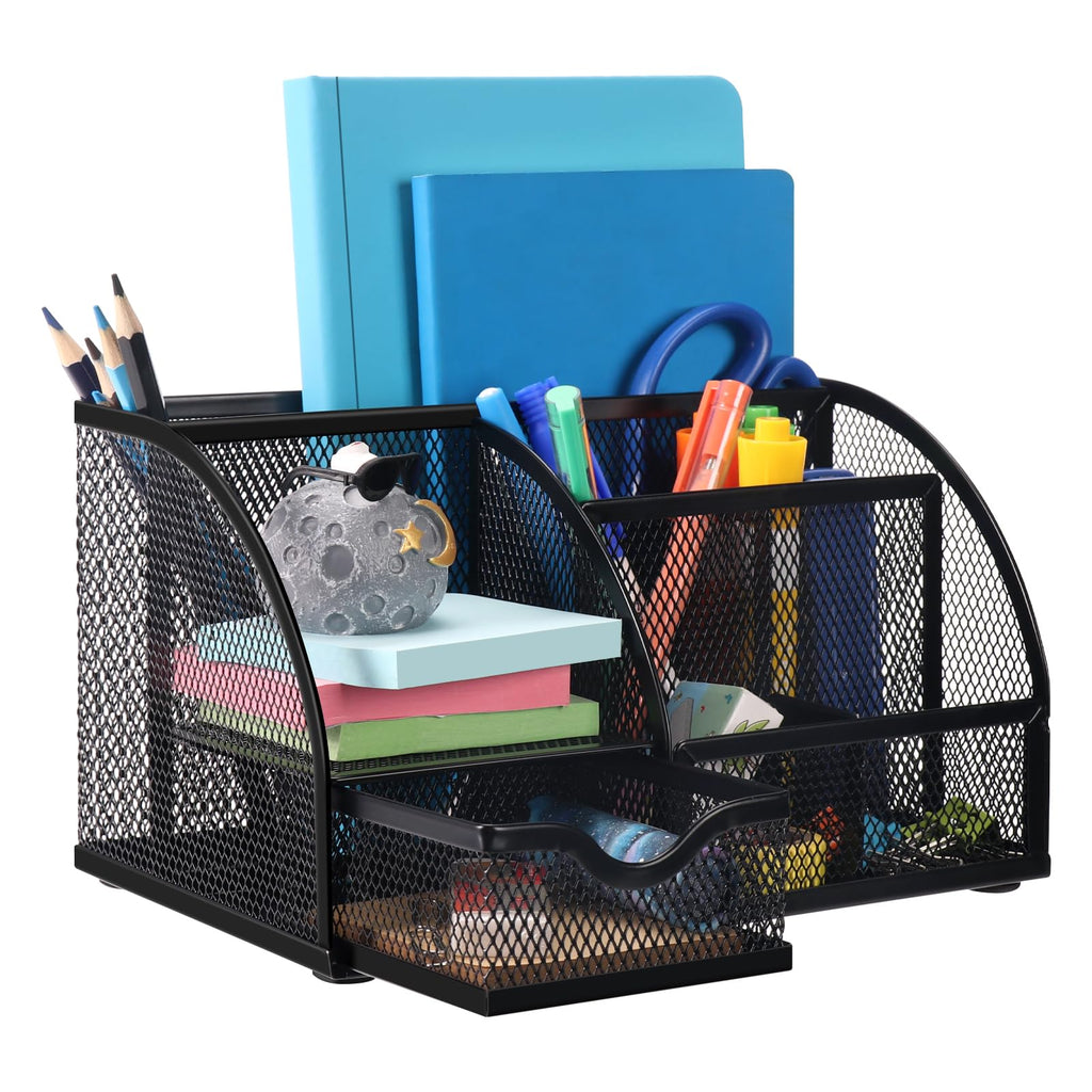 Comix Mesh Pen Holder, Desk Organizer for Home Office, Black