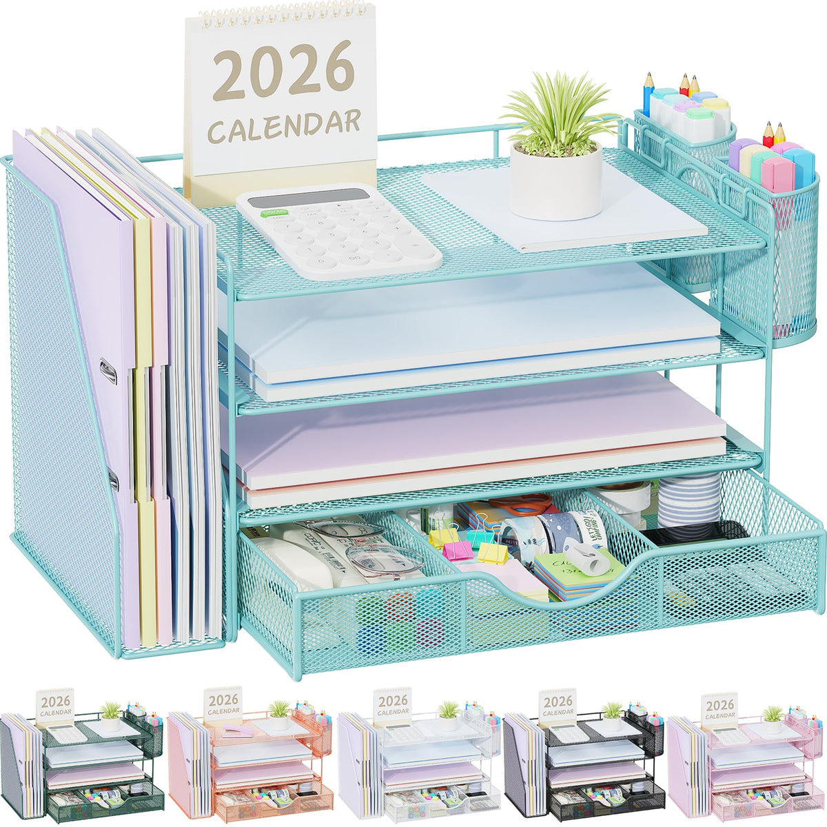 gianotter Metal Mesh Desk Organizers and Accessories with File Holder