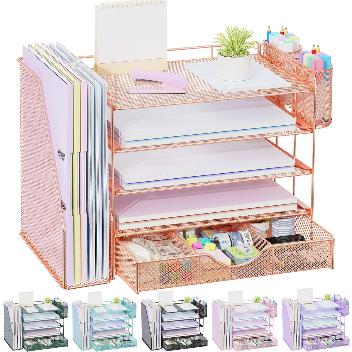 gianotter Metal Mesh Desk Organizers and Accessories with File Holder