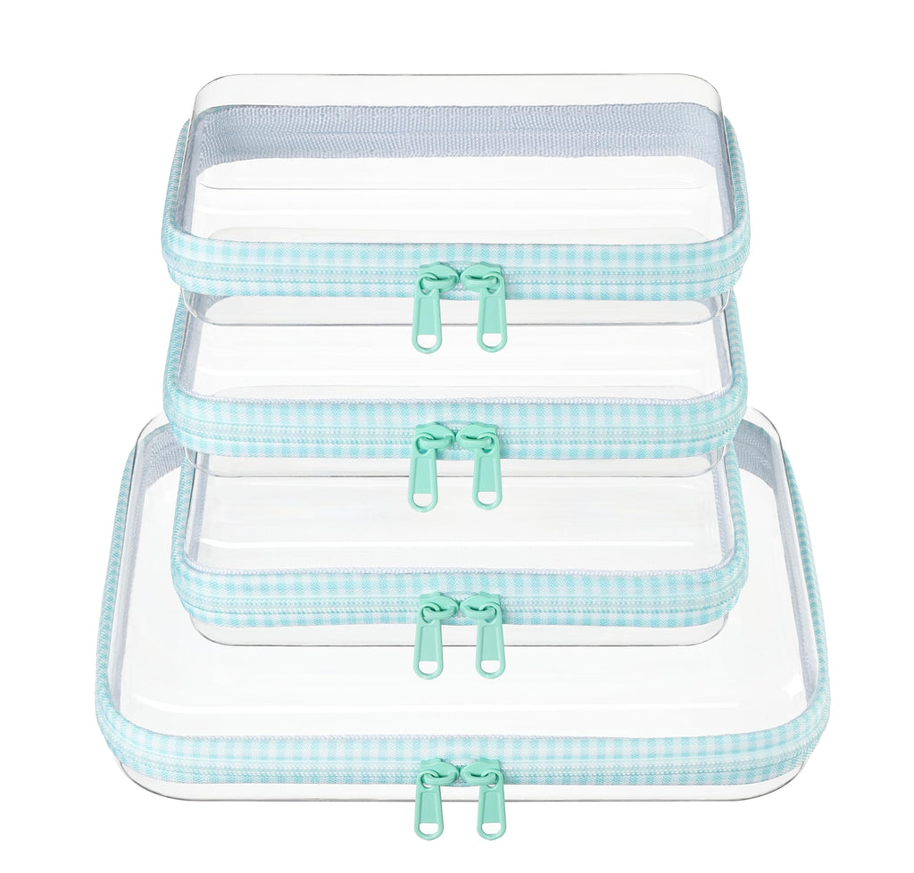 4 pcs Clear Zipper Pouches,Hard Shell Zipper Case