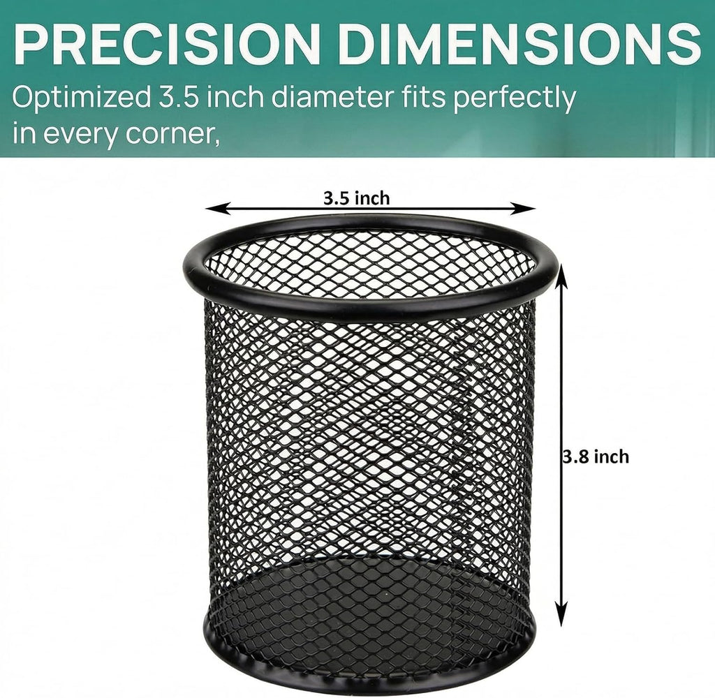 Nicunom 12 Pack Metal Pen Holder Wire Mesh Pen Cup Pencil Holder Pencil Cup for Desk Office Pen Organizer, Black