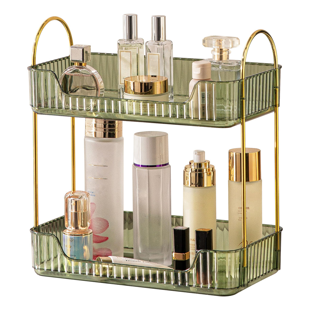 Akinbas 3 Tier Bathroom Organizer Countertop Makeup Perfume Tray Skincare Organizer for Bathroom Dresser Vanity (Grey)