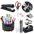Gawsey Pink Desk Organizers and Accessories with Desk Organizer 360° Rotating Pen Holder and Office Supplies, Cute Stationery Supplies Set