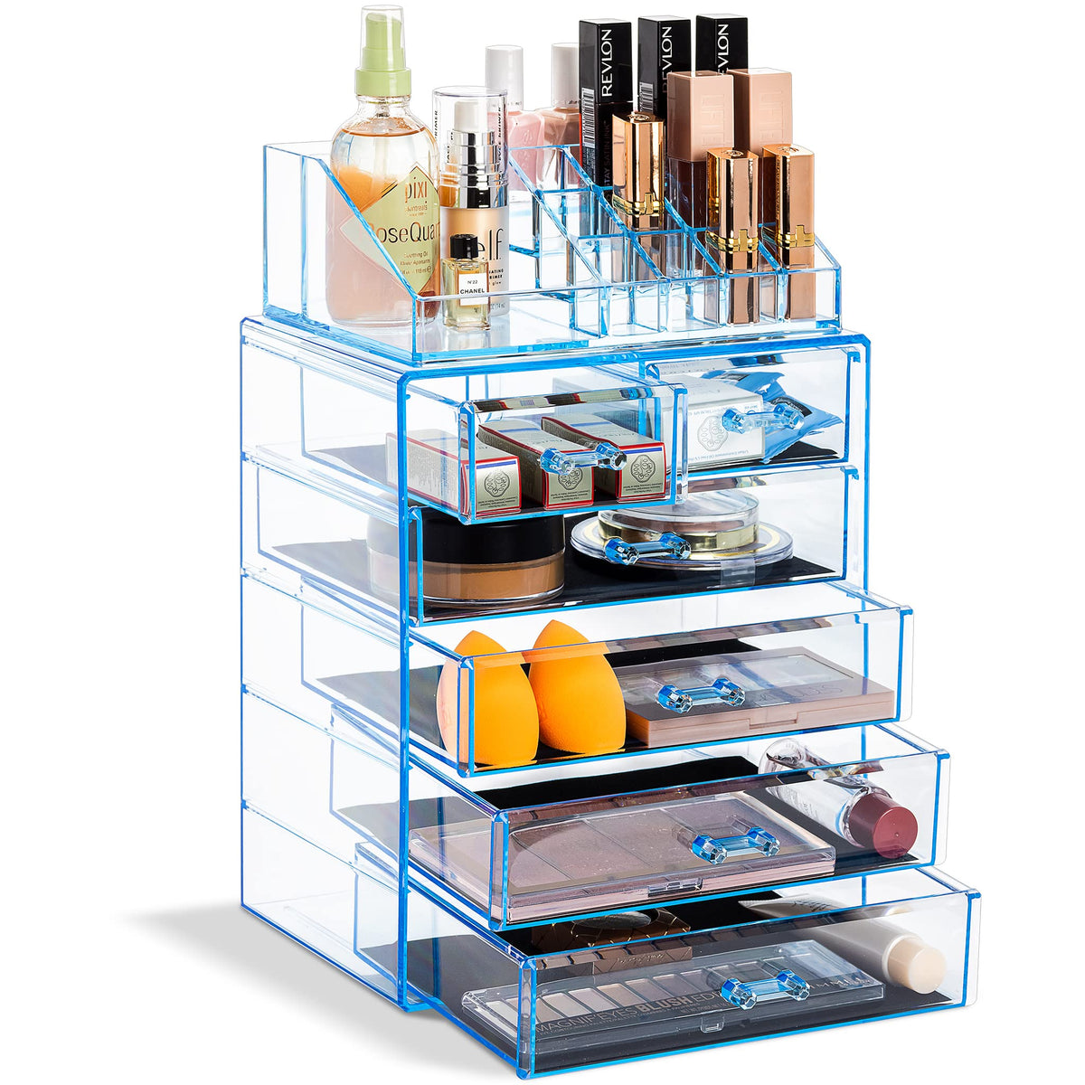 Sorbus Makeup Organizer, 7-Drawer Acrylic 2-Piece Set (Bronze Glow)