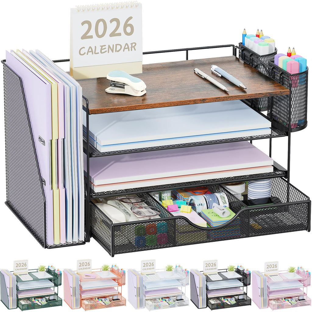 gianotter Metal Mesh Desk Organizers and Accessories with File Holder