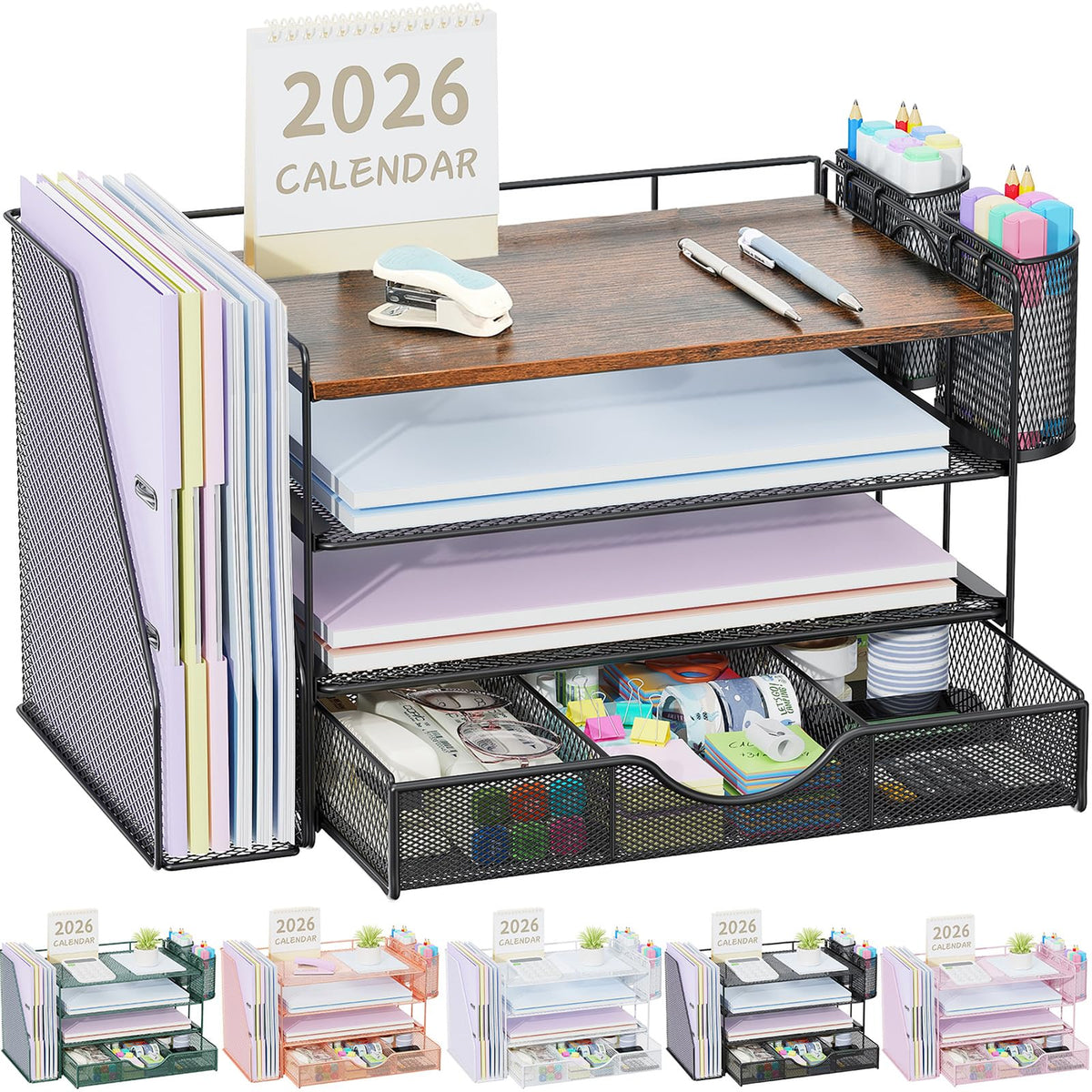 gianotter Metal Mesh Desk Organizers and Accessories with File Holder