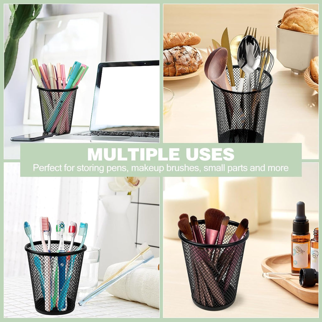 12 Packs Pen Holders, Mesh Pen Cup, Metal Pencil Holders for Desk
