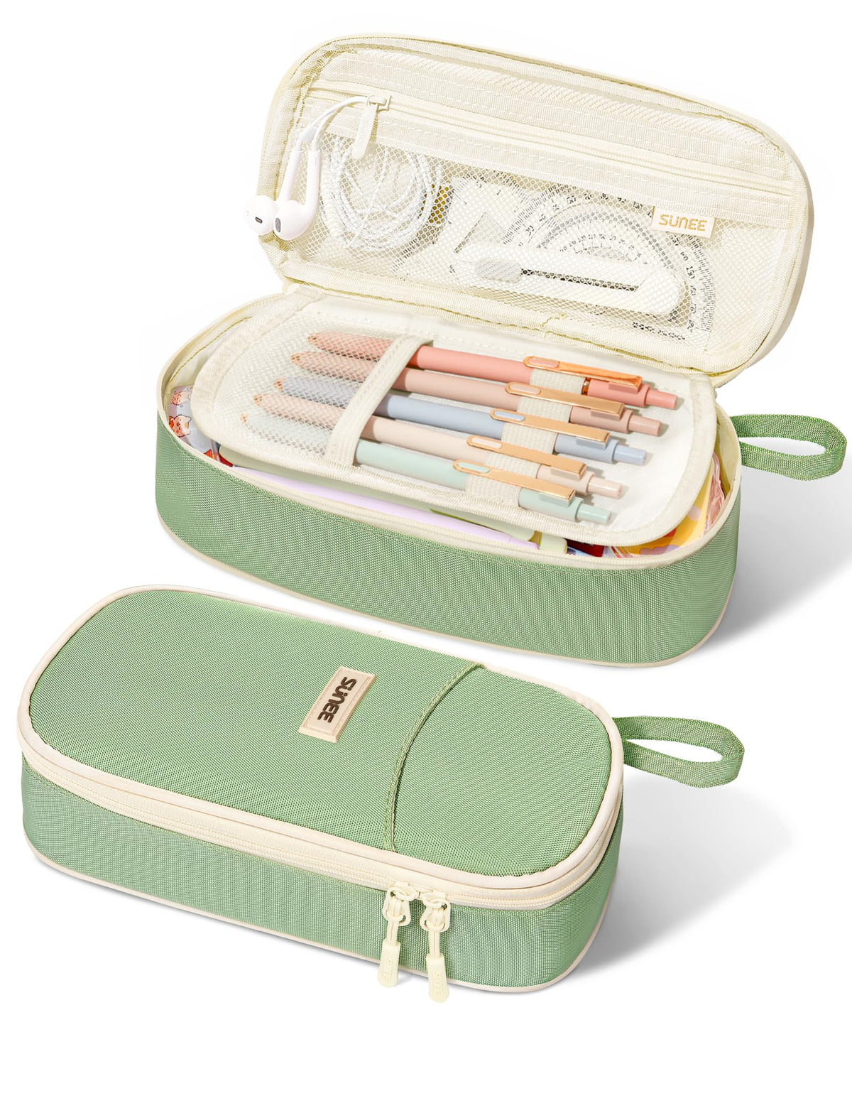 SUNEE Cute Pencil Case, Aesthetic Pen Pouch, Colored Large Pencil Bag with Zipper, Kawaii Stationery Storage and Organizer, School Supplies for Teen and Adult Girls, Blue