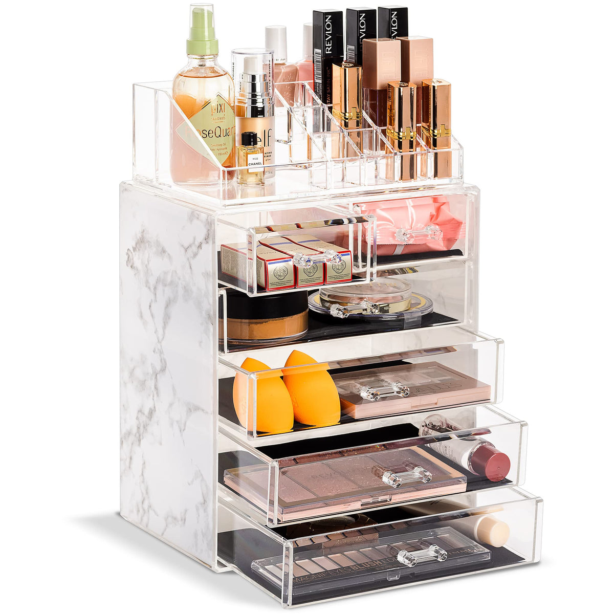 Sorbus Makeup Organizer, 7-Drawer Acrylic 2-Piece Set (Bronze Glow)