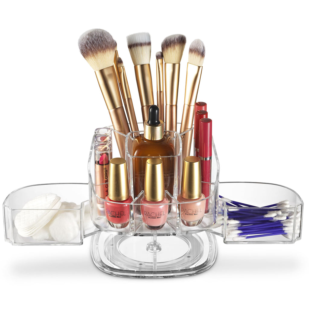 Masirs 360 Rotating Makeup Organizer Countertop, Adjustable Shelf, Clear