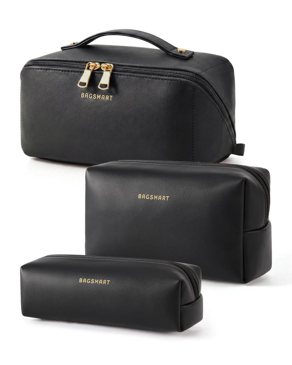 BAGSMART Makeup Bag Travel Cosmetic Bag,Women Toiletry Case, Classic Brown