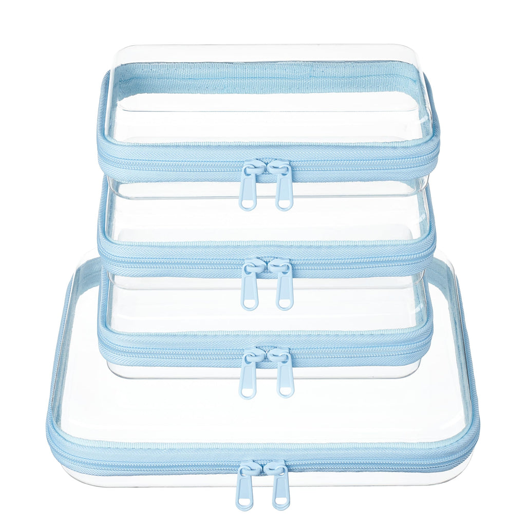 4 pcs Clear Zipper Pouches,Hard Shell Zipper Case