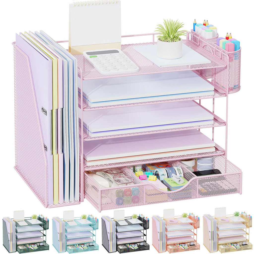 gianotter Metal Mesh Desk Organizers and Accessories with File Holder