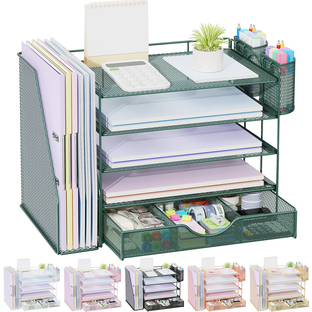 gianotter Metal Mesh Desk Organizers and Accessories with File Holder