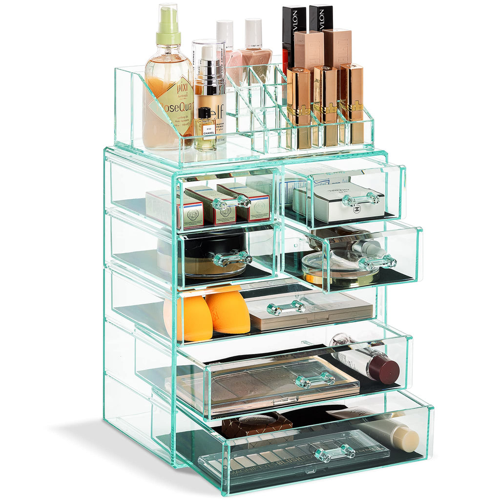 Sorbus Makeup Organizer, 7-Drawer Acrylic 2-Piece Set (Bronze Glow)