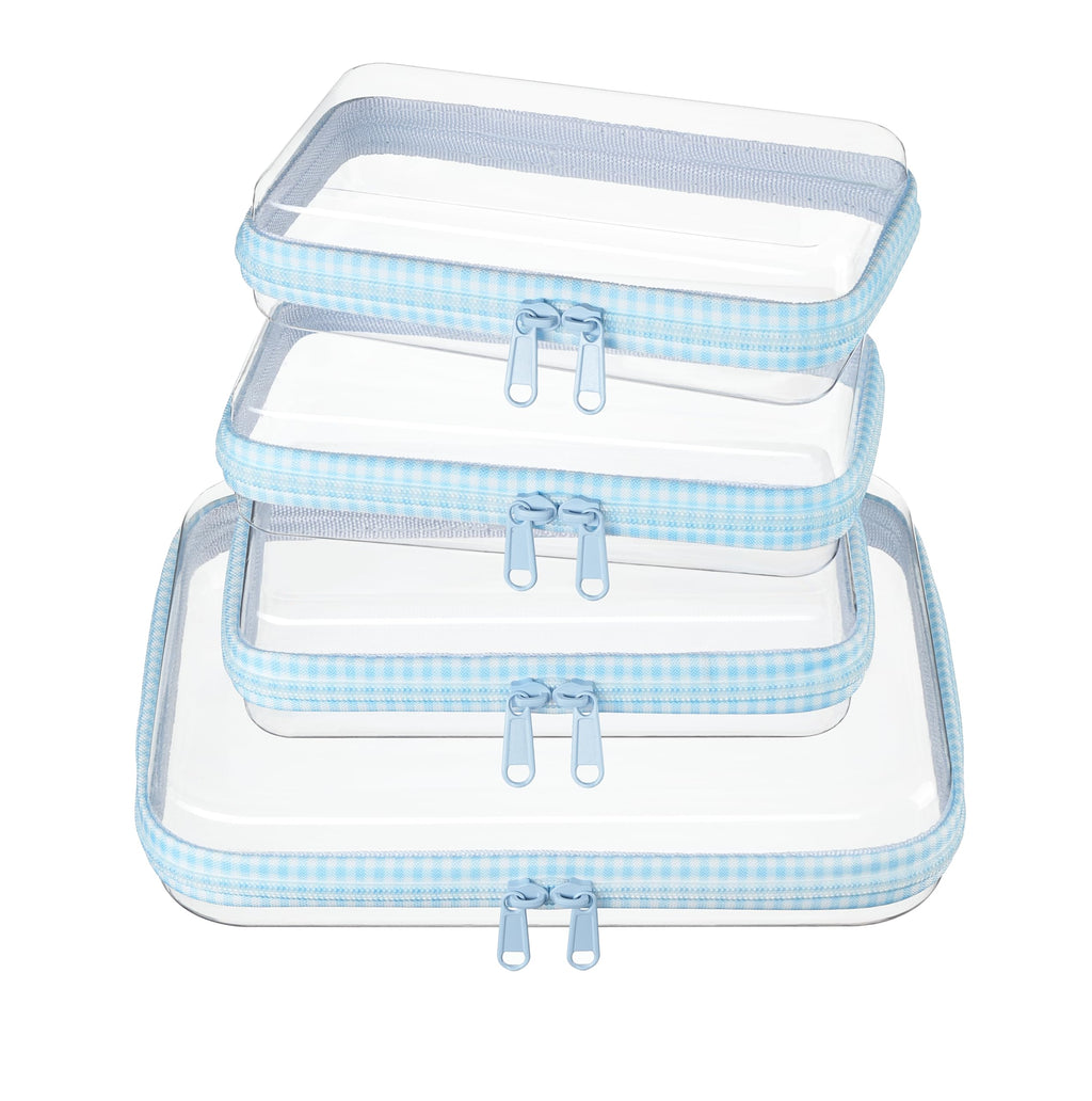 4 pcs Clear Zipper Pouches,Hard Shell Zipper Case