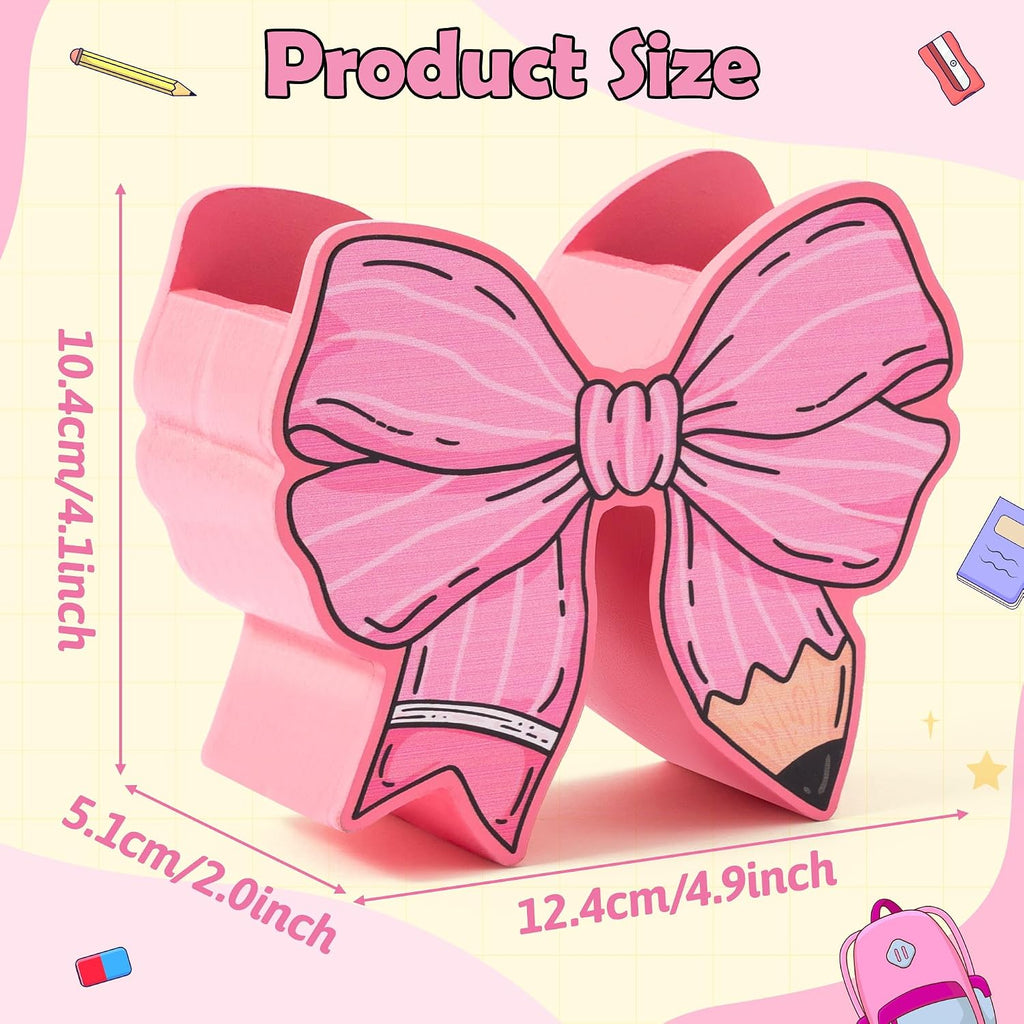 WATINC Bow Pencil and Pen Holder for Desk, 2 Pink Yellow Stationery Storage