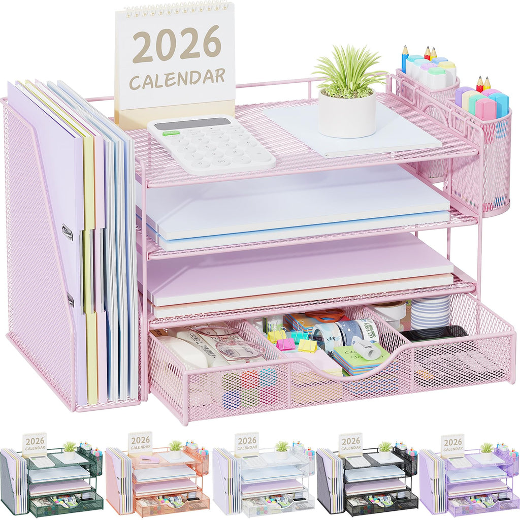 gianotter Metal Mesh Desk Organizers and Accessories with File Holder
