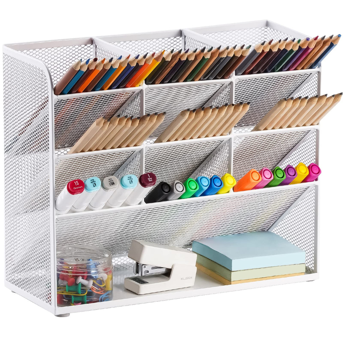 Marbrasse Mesh Desk Organizer, Multi-Functional Pen Holder, Desktop Stationary Organizer, Storage Rack for School Home Office Art Supplies (Mesh Pen Holder)