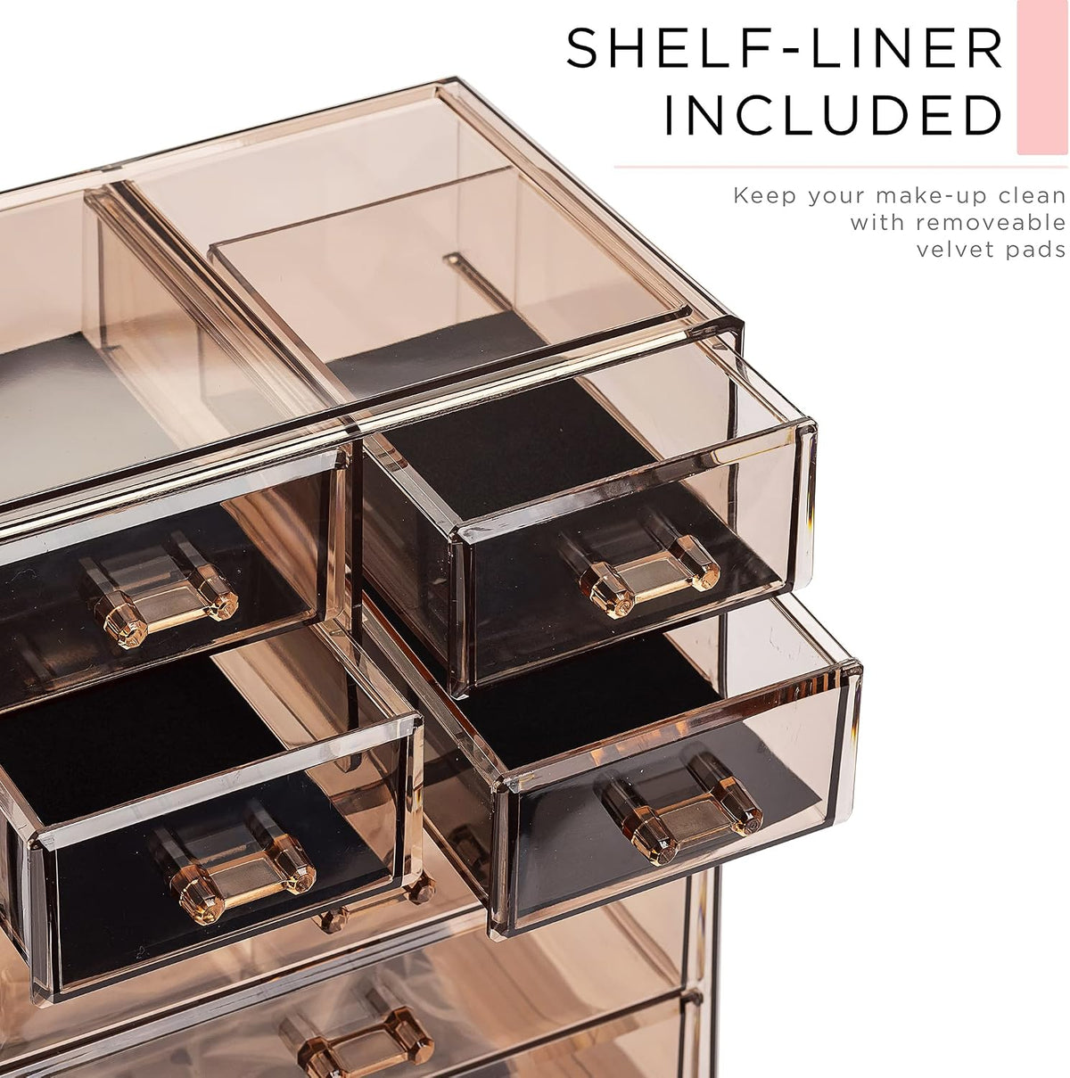 Sorbus Makeup Organizer, 7-Drawer Acrylic 2-Piece Set (Bronze Glow)