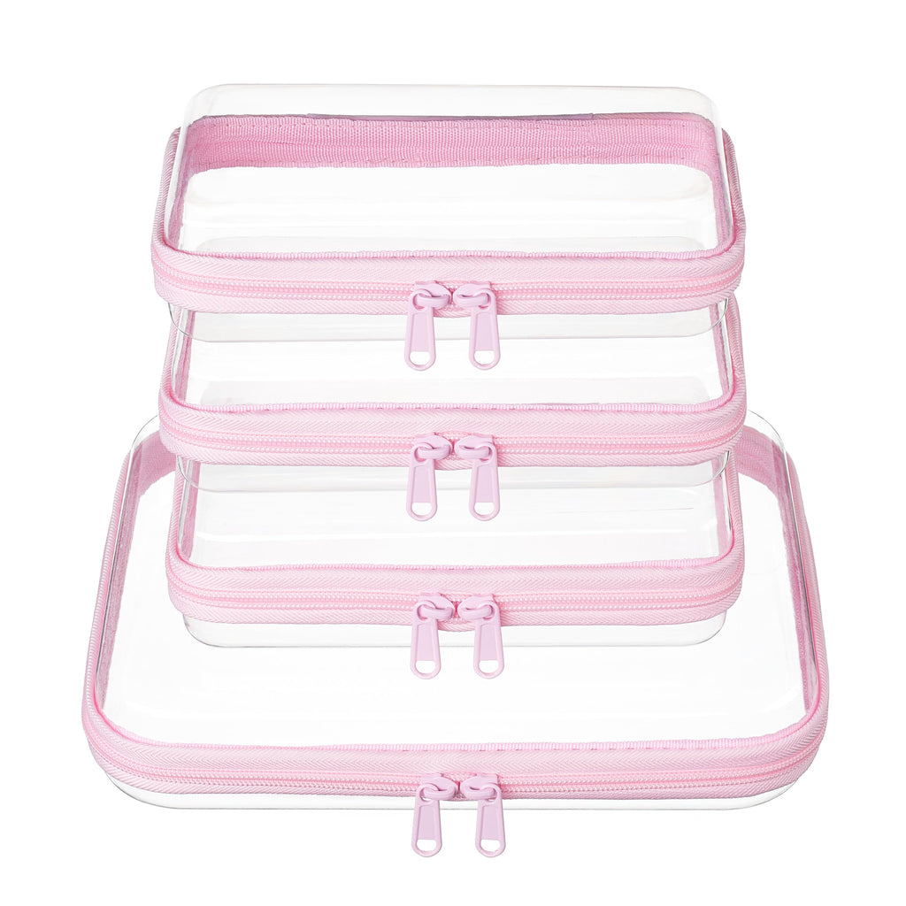 4 pcs Clear Zipper Pouches,Hard Shell Zipper Case