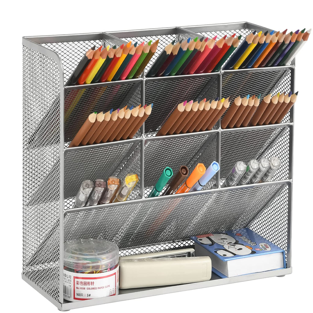 Marbrasse Mesh Desk Organizer, Multi-Functional Pen Holder, Desktop Stationary Organizer, Storage Rack for School Home Office Art Supplies (Mesh Pen Holder)