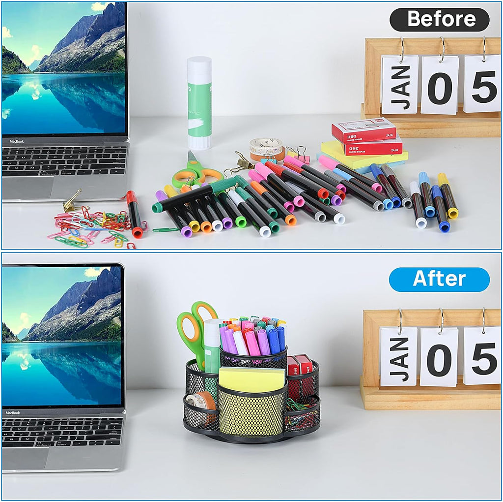 Topwey 360 Rotating Pencil/Pen Holder for Desk in Black