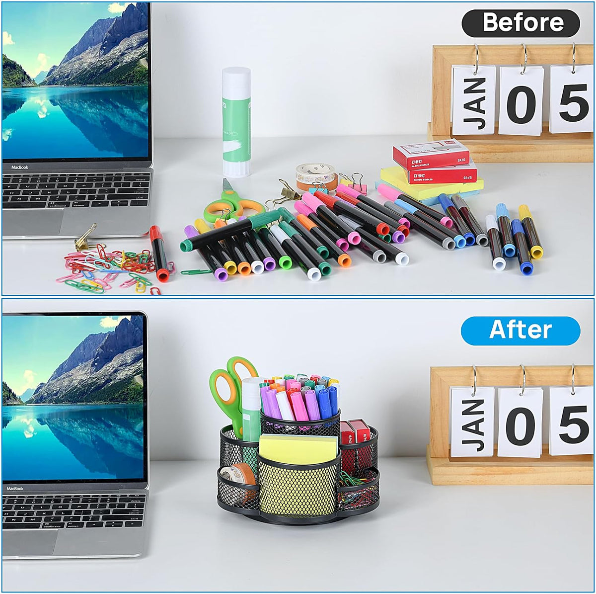 Topwey 360 Rotating Pencil/Pen Holder for Desk in Black